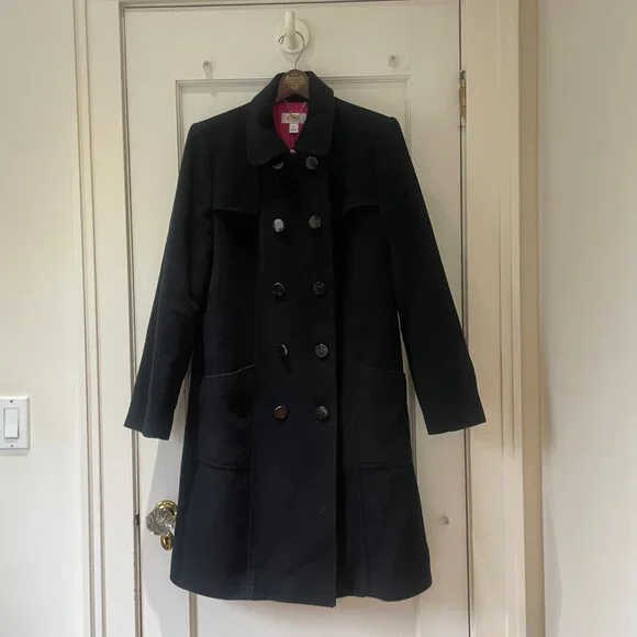Talbots Black wool and rabbit hair coat with black buttons, fully lined. Size 12 - Picture 2 of 10